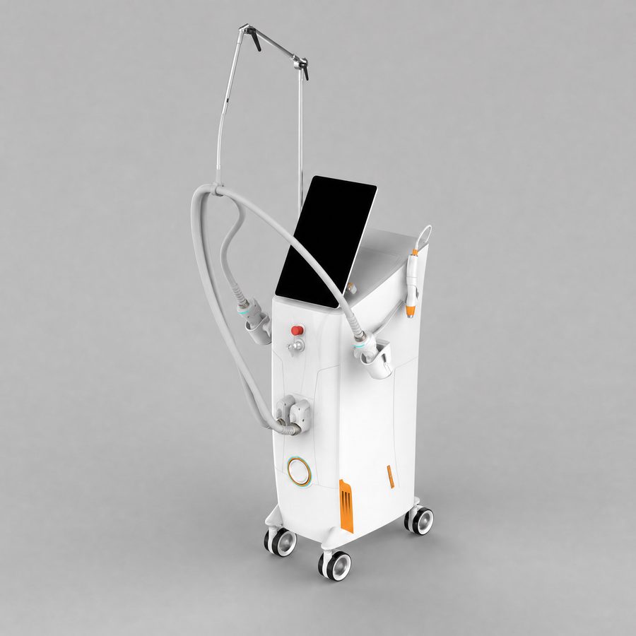 Laser hair removal system, angled view
