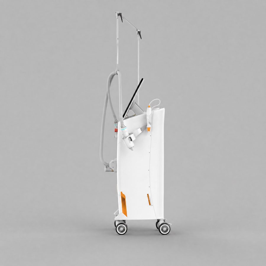 Laser hair removal system, side view